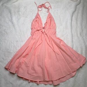 Indikah Pink Halter Mini Dress NWT Adjustable Tie Back Size S